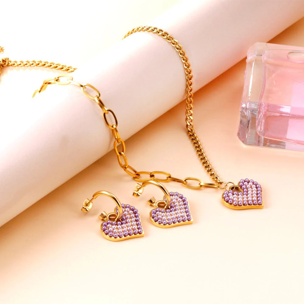 Avery Pink Pearls Heart Set | Buy Set or Individual