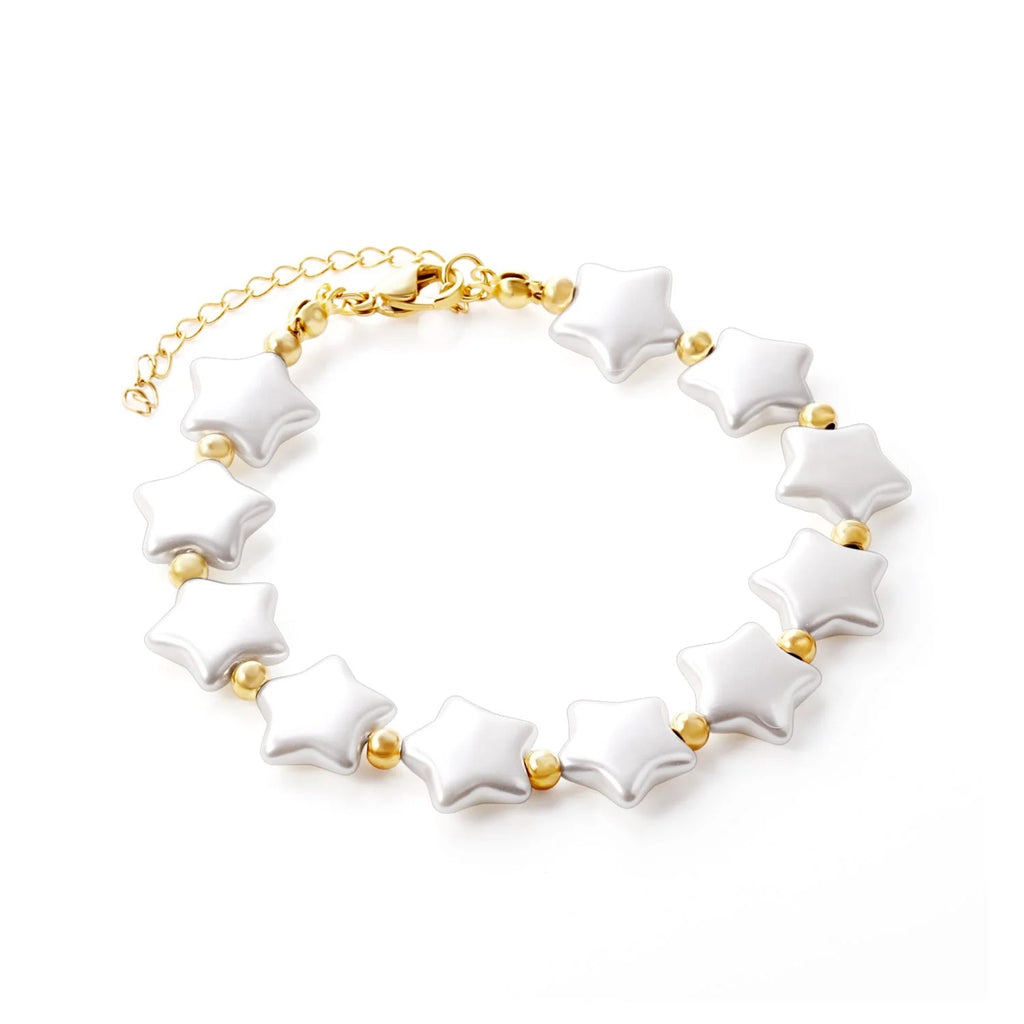 Ida White Star Pearls Bracelet | Waterproof 18K Gold