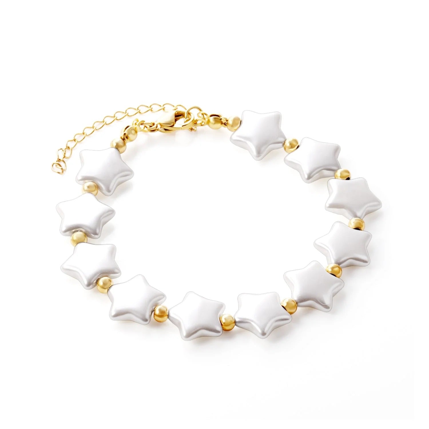 Ida White Star Pearls Bracelet | Waterproof 18K Gold