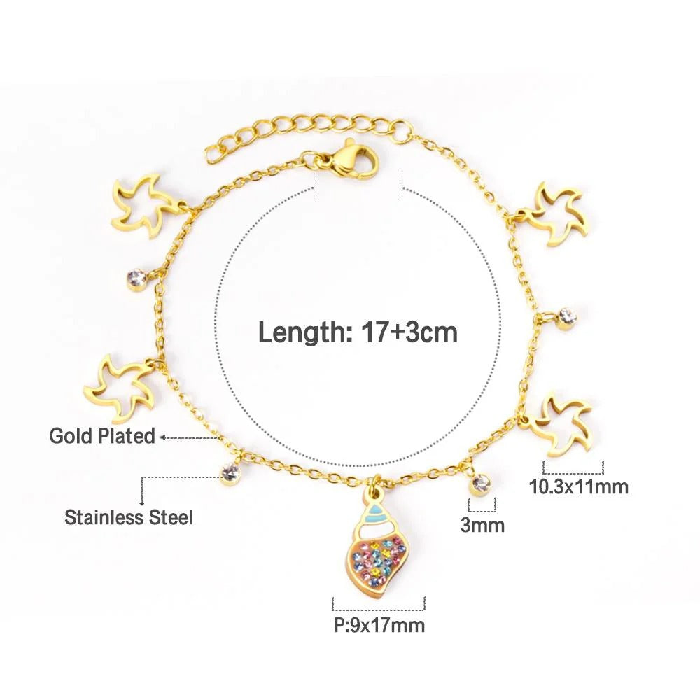 Heidie Nautical Charms Bracelet | Waterproof 18K Gold