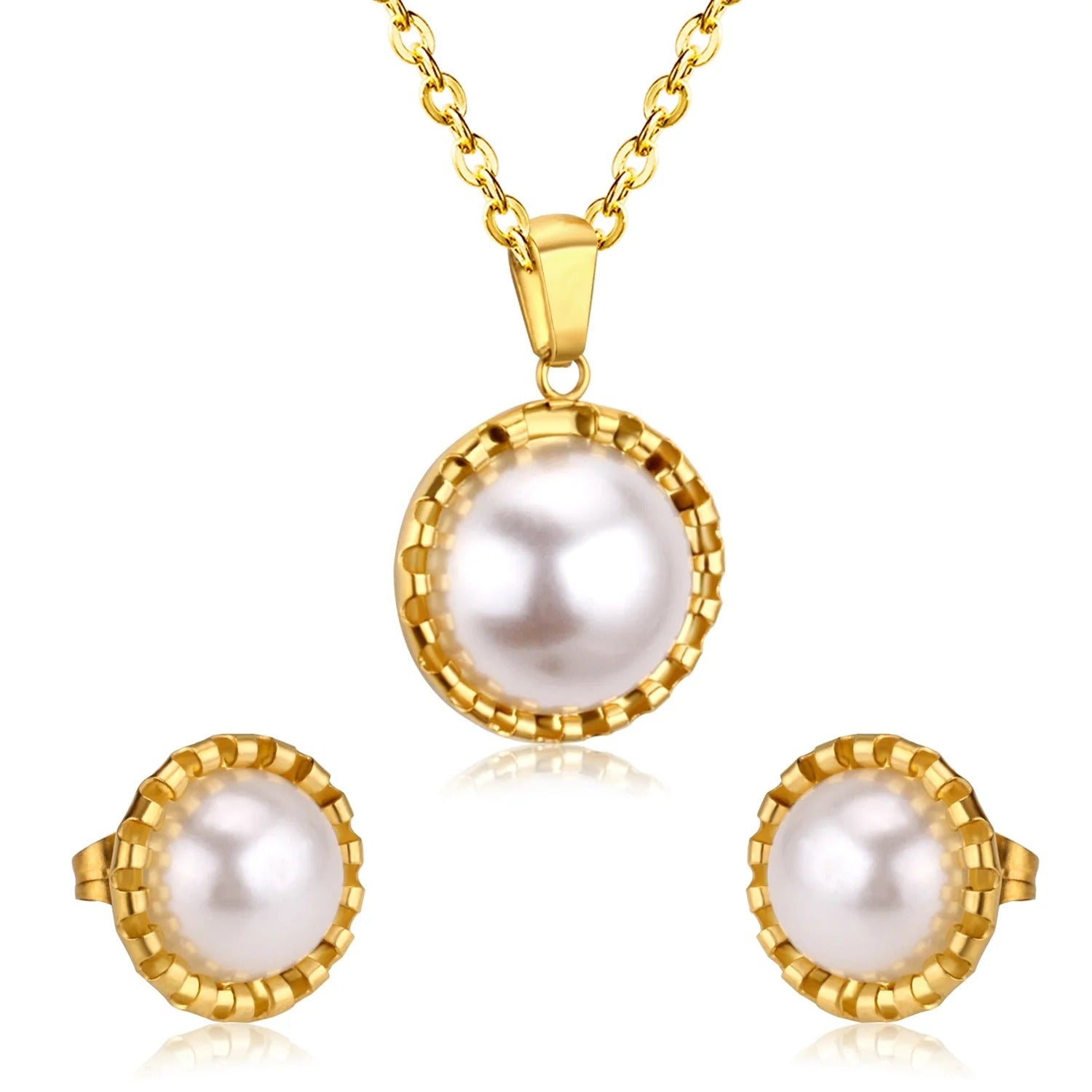 Kiki White Pearl Encased Medallion Set | Buy Set or Individual