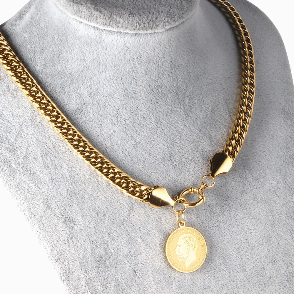 Eve Coin Pendant Necklace | Waterproof 18k Gold