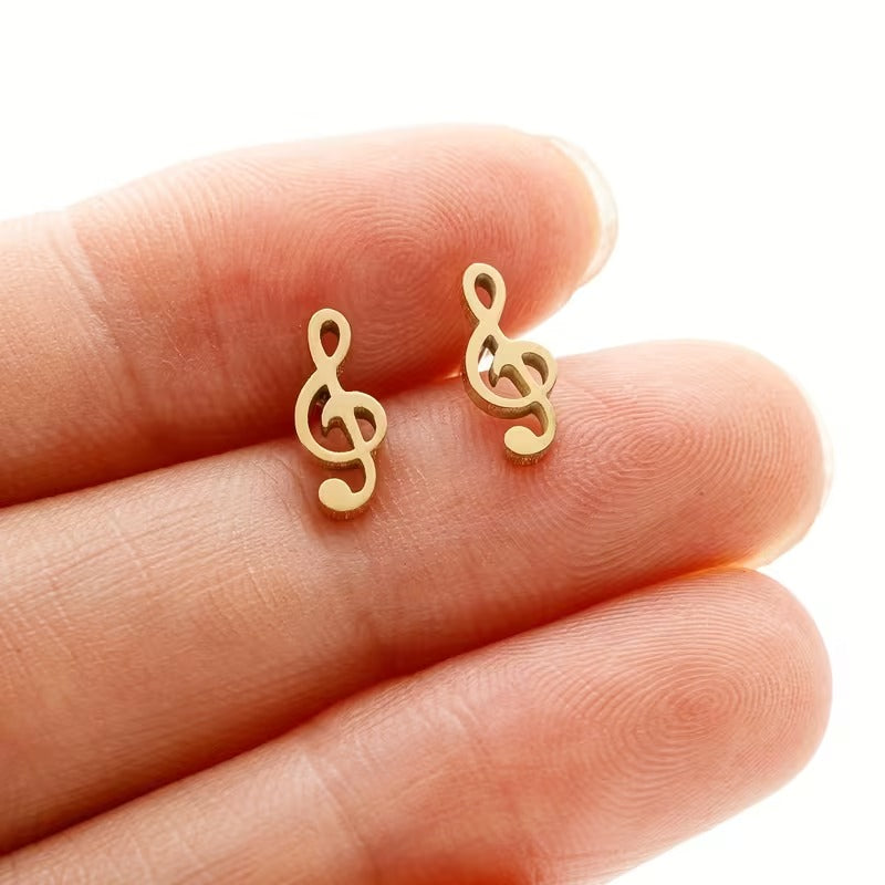 Essence Music Note Secure Screw-Back Studs suitable for lobe, helix & multiple ear piercings