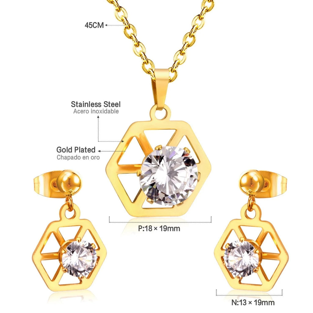 Hadley Geometric Hexagon Caged Crystal Set | Buy Set or Individual