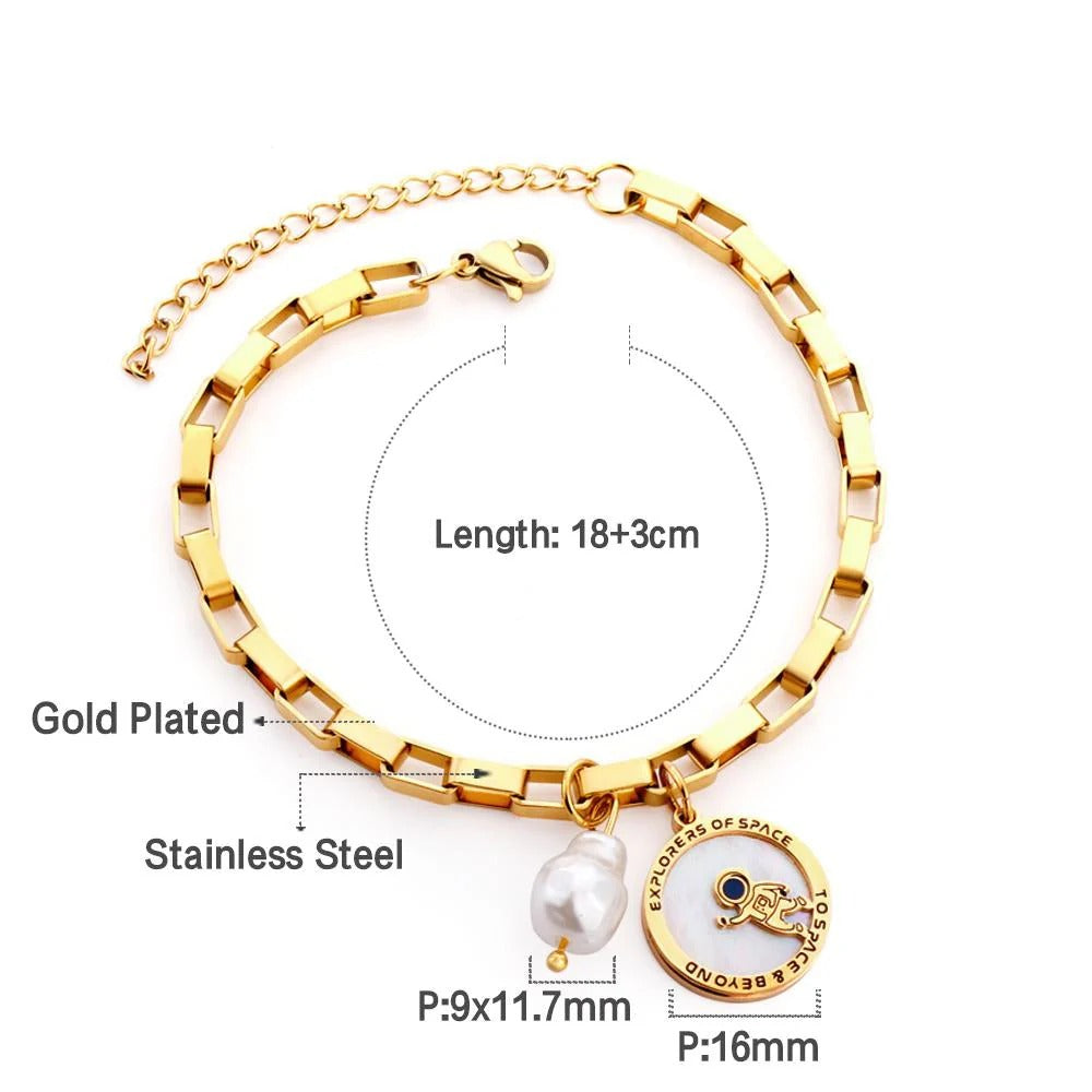 Hattie Astronaut Bracelet | Waterproof 18K Gold