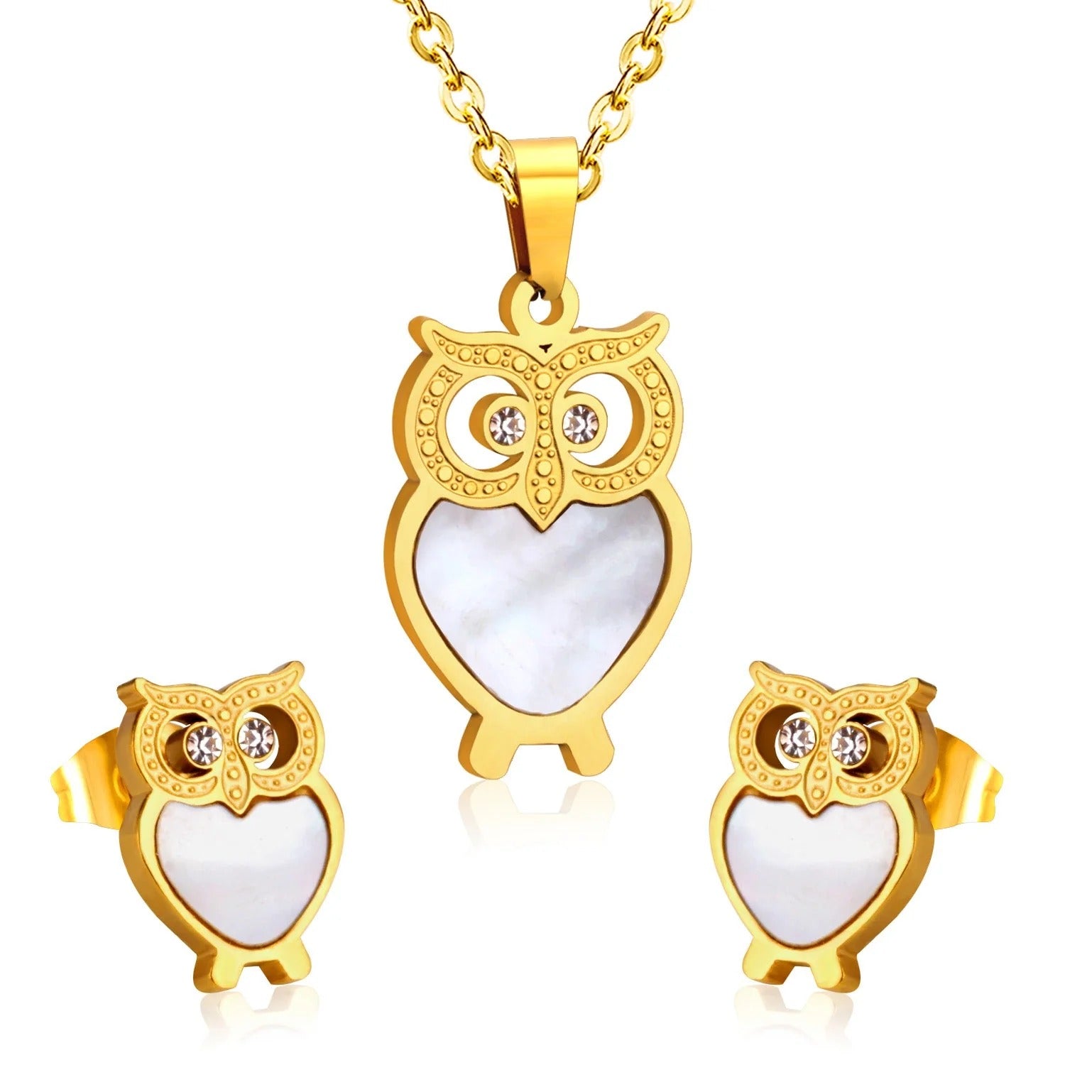 Millie Lustrous Pearl Inlay Owl Set | Buy Set or Individual