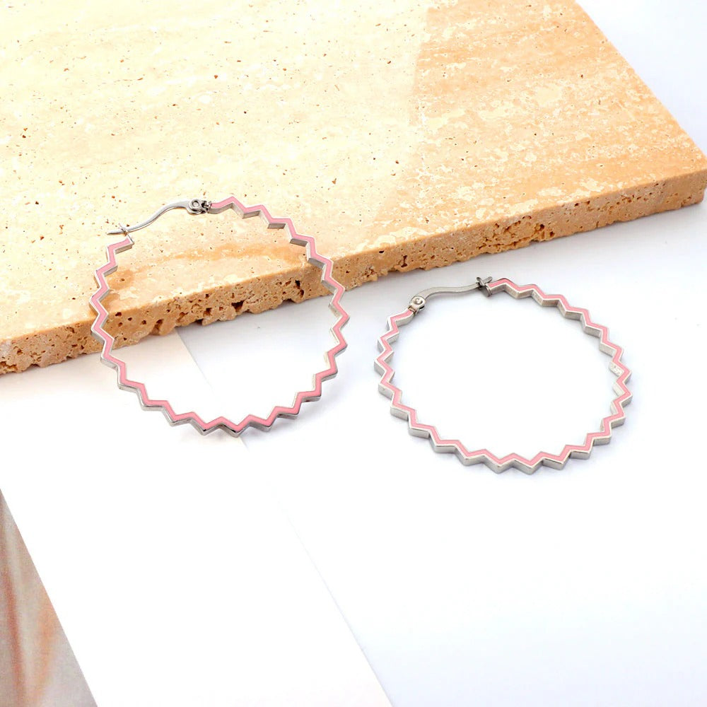 Natalia Wavy Hoops | Waterproof Silver
