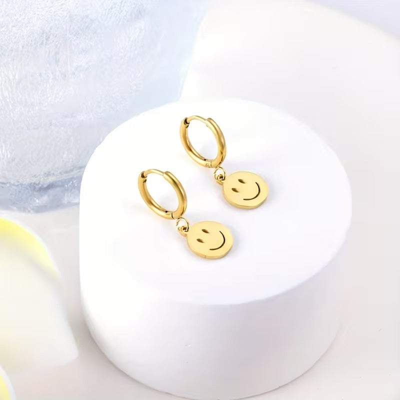 Ripple Smiley Huggie Hoops