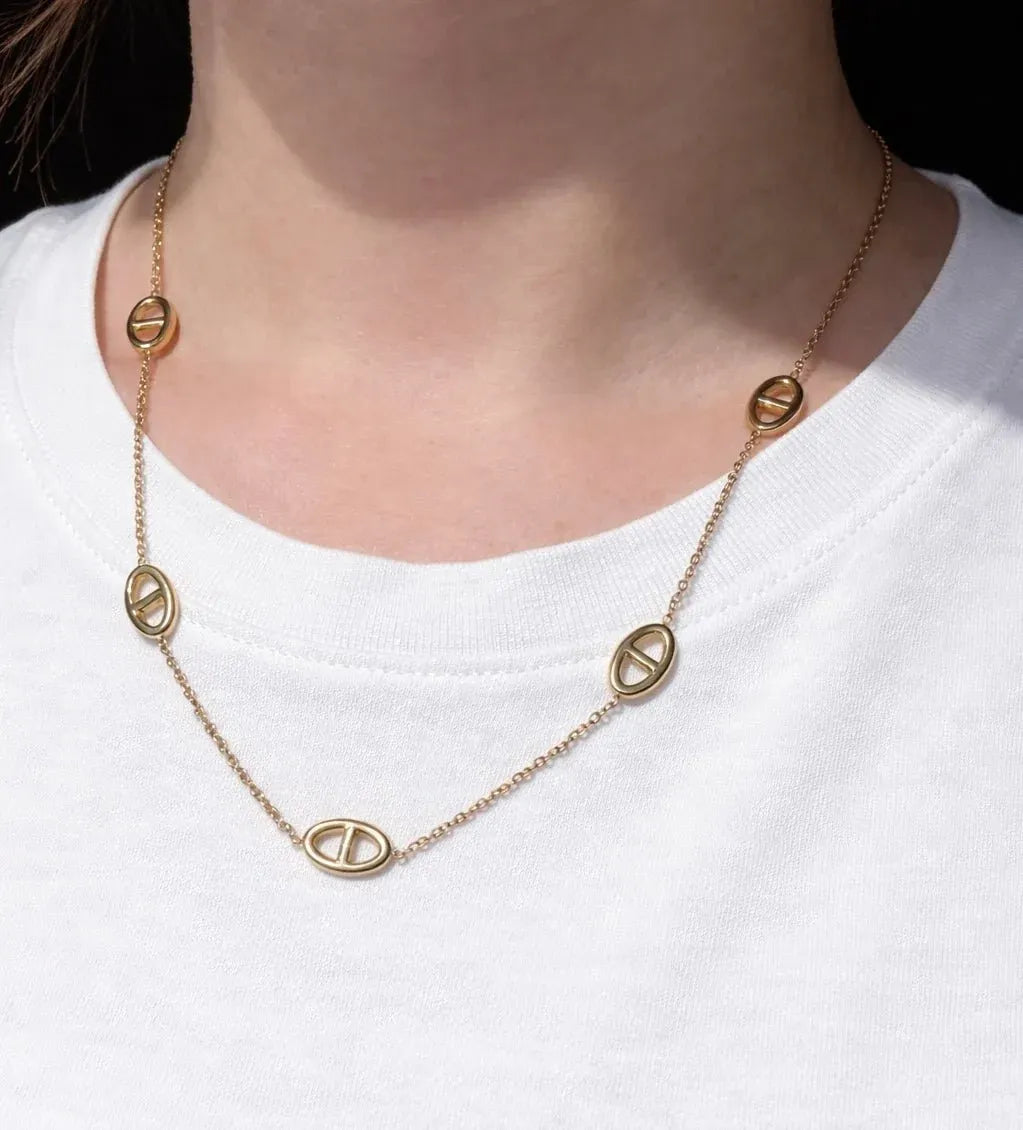 Atalanta H-Chain Necklace | Waterproof 18k Gold & Silver