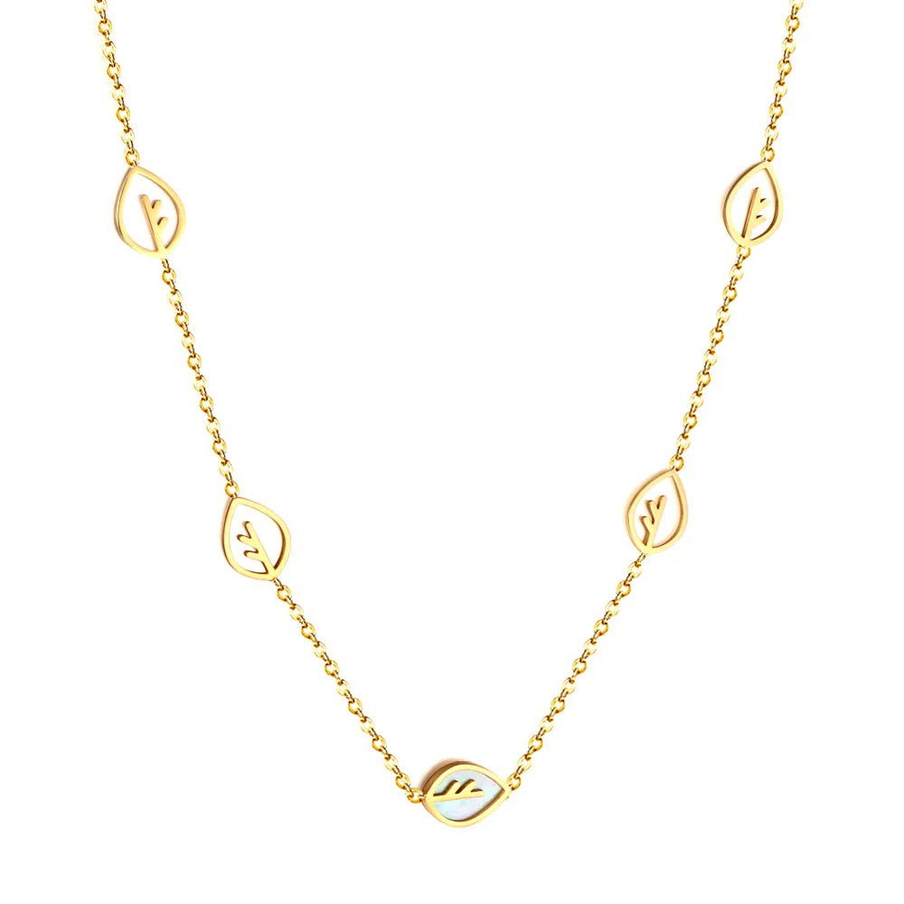 Ember Shell Leaves Necklace | Waterproof 18k Gold & Silver