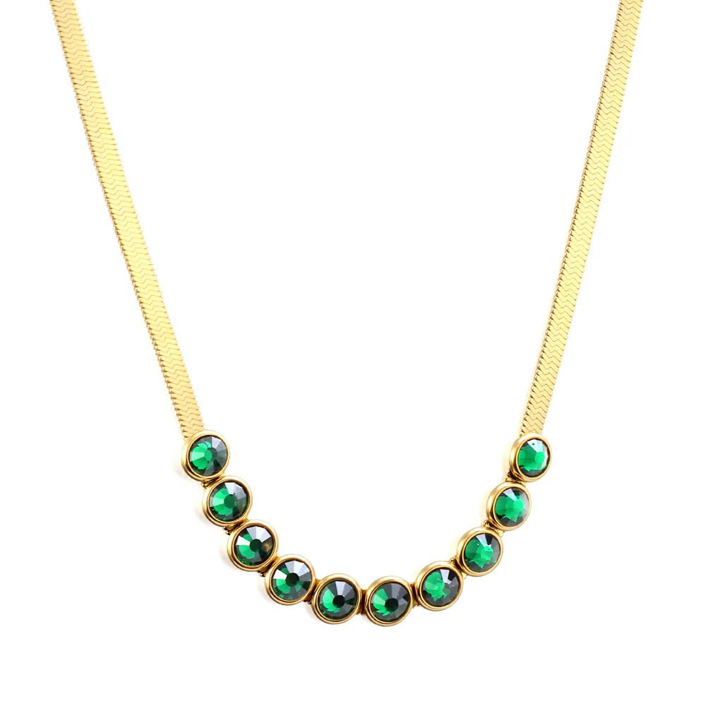 Elsa Green Emerald Necklace | Waterproof 18k Gold & Silver