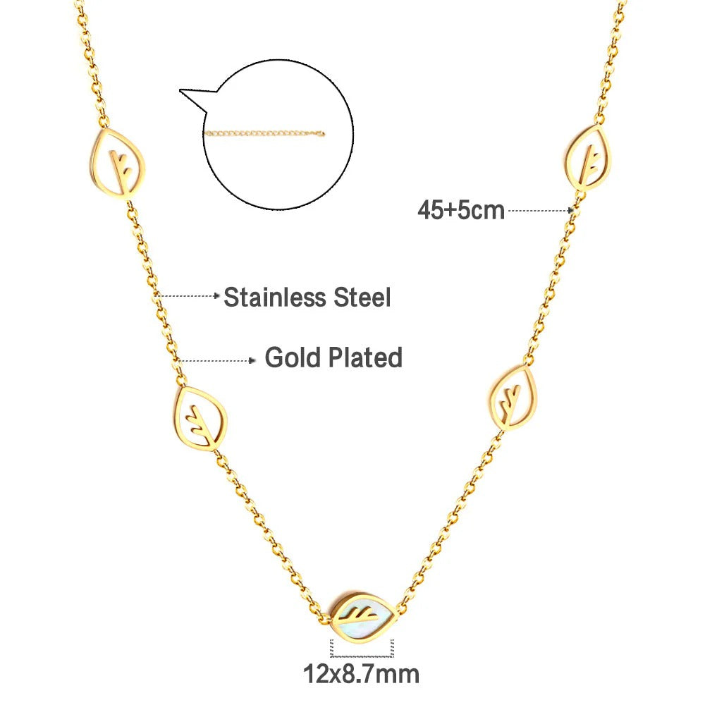 Ember Shell Leaves Necklace | Waterproof 18k Gold & Silver