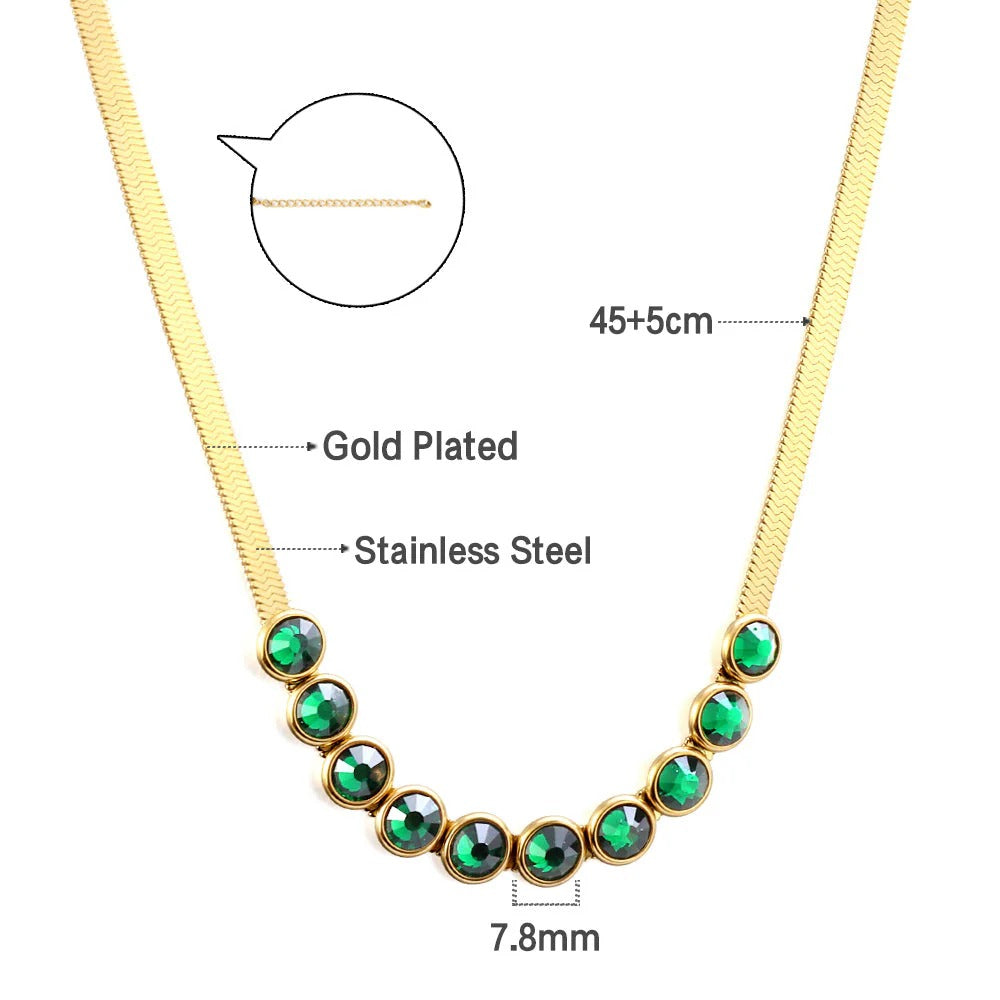 Elsa Green Emerald Necklace | Waterproof 18k Gold & Silver