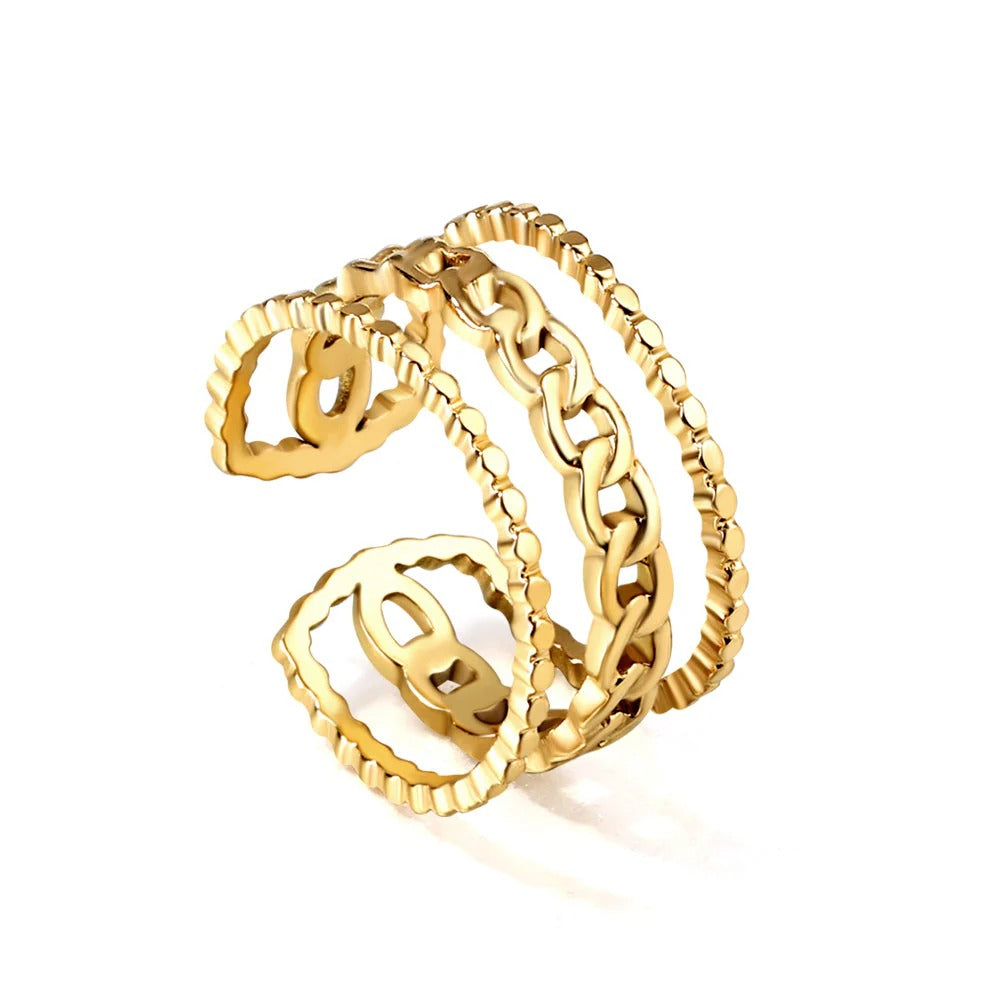 Jasper Multi Link Cuff Ring | Waterproof 18K Gold