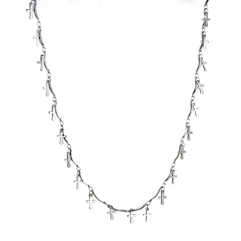 Ensley Cross Station Necklace | Waterproof Silver