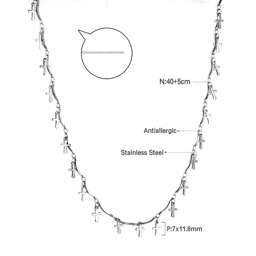 Ensley Cross Station Necklace | Waterproof Silver