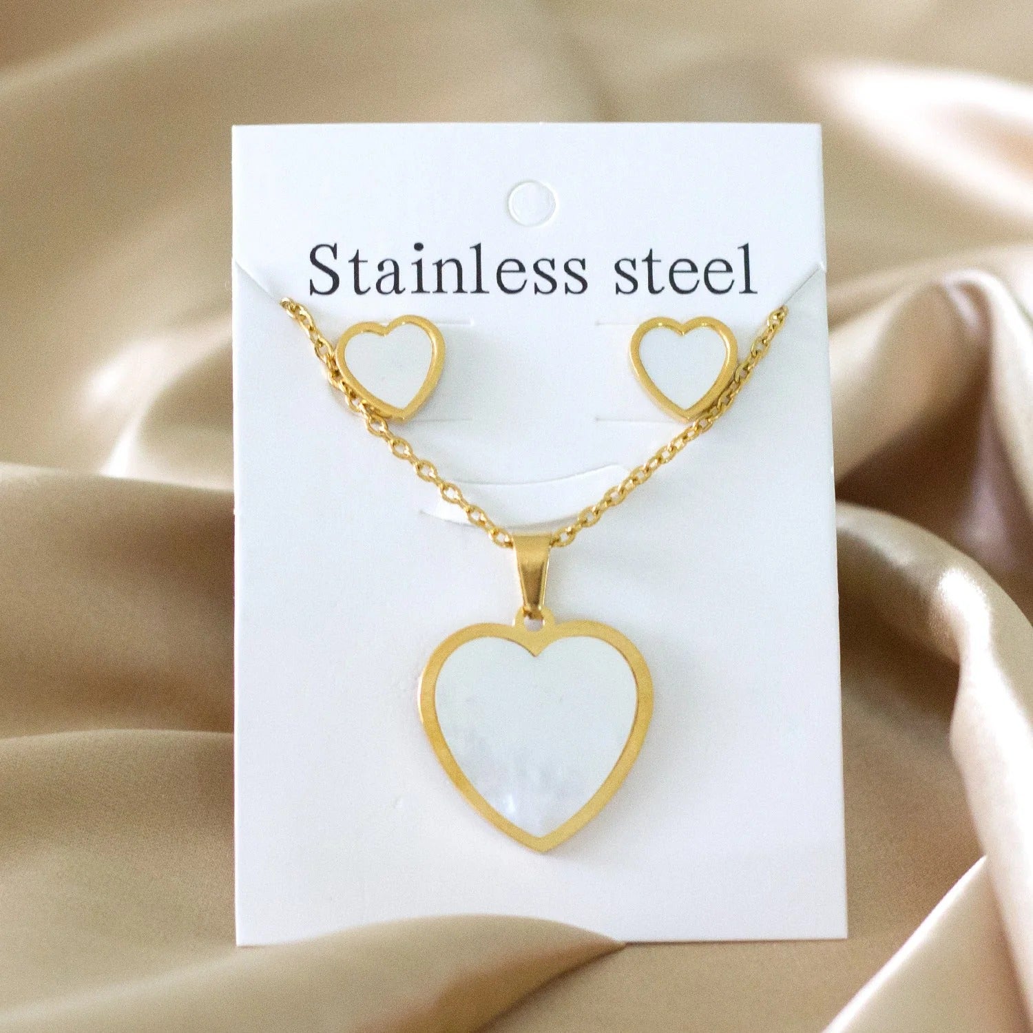 Morgan Radiant Pearl Inlay Love Heart Set | Buy Set or Individual