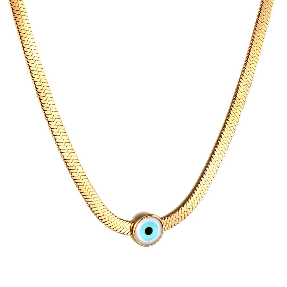 Elva Blue Evil Eye Necklace | Waterproof 18k Gold & Silver