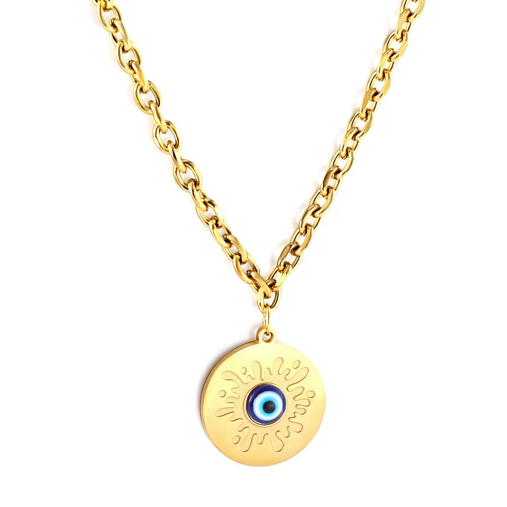 Emma Blue Evil Eye Necklace | Waterproof 18k Gold & Silver