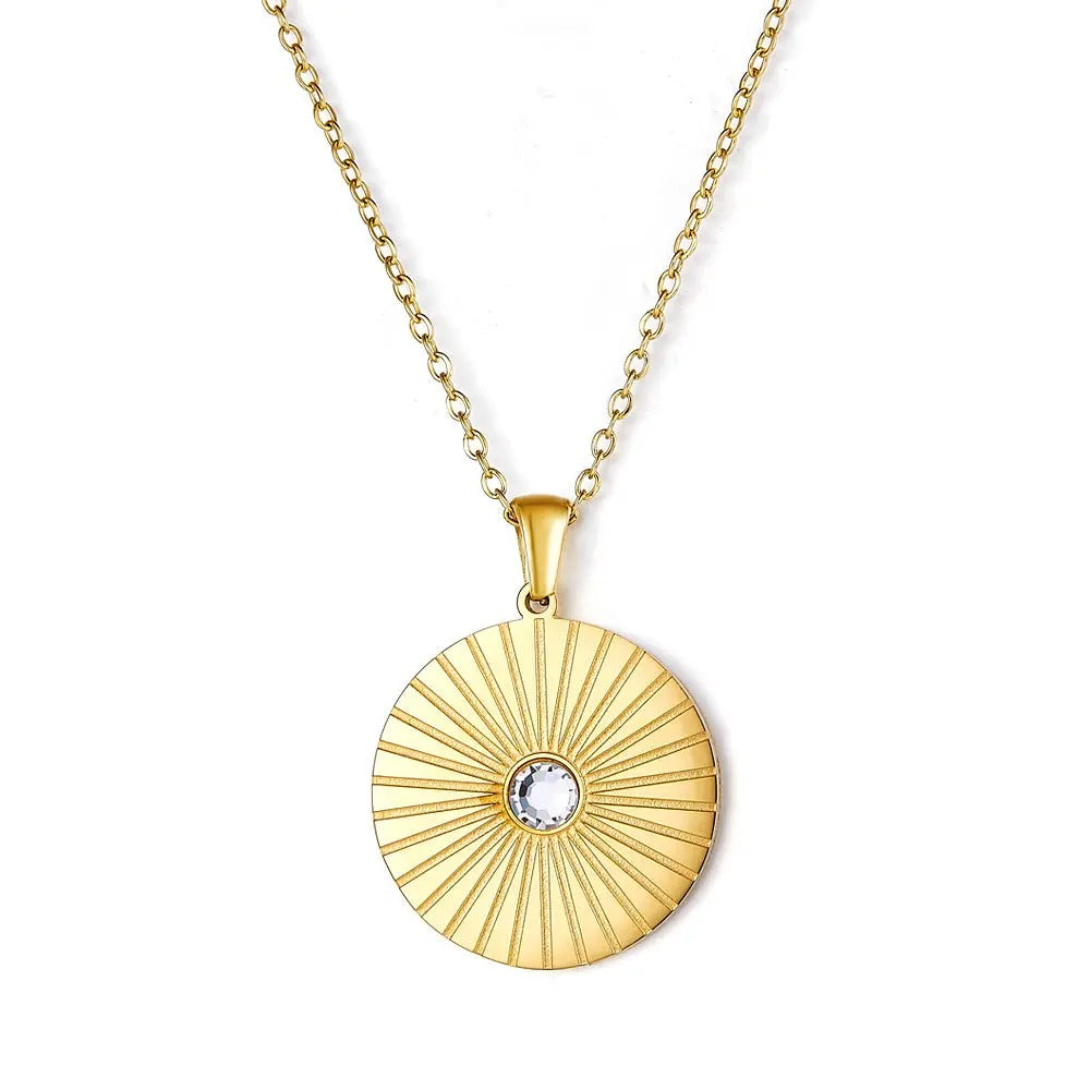 Eva Stone in Sun Necklace | Waterproof 18k Gold