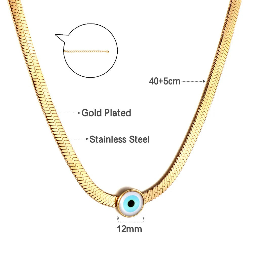 Elva Blue Evil Eye Necklace | Waterproof 18k Gold & Silver