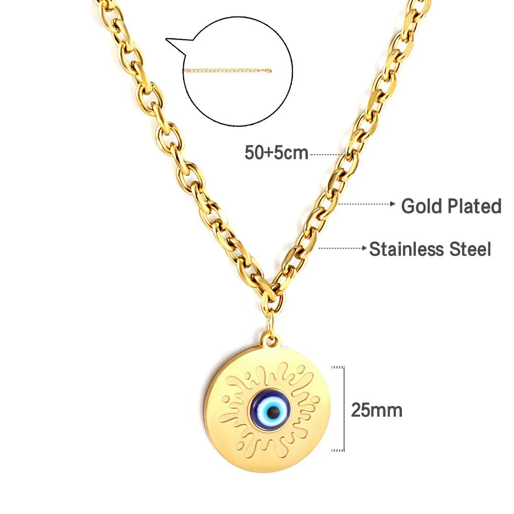 Emma Blue Evil Eye Necklace | Waterproof 18k Gold & Silver