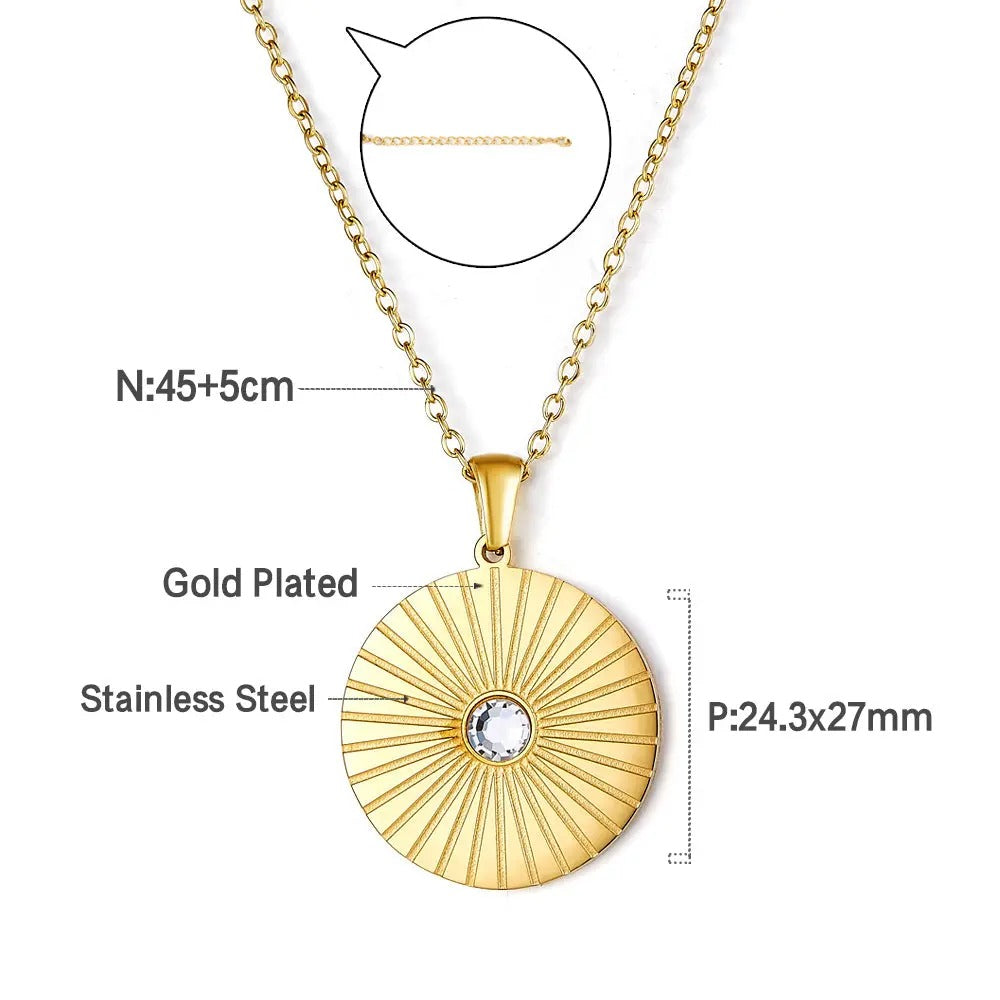 Eva Stone in Sun Necklace | Waterproof 18k Gold