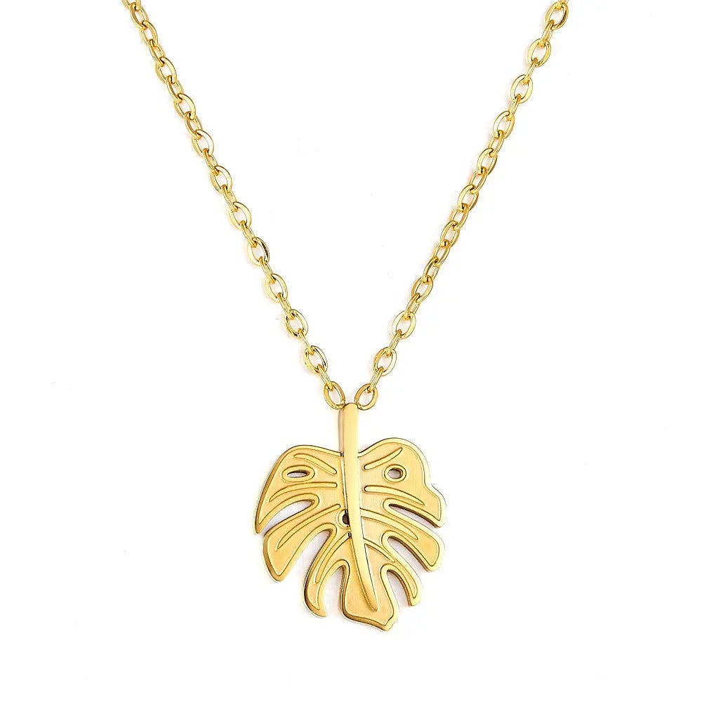 Etta Leaf Pendant Necklace | Waterproof 18k Gold
