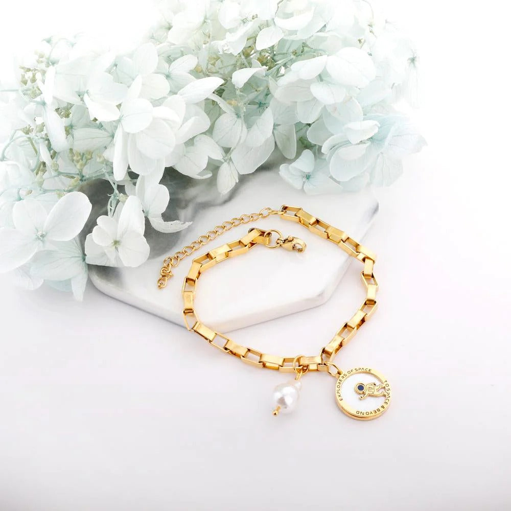 Hattie Astronaut Bracelet | Waterproof 18K Gold