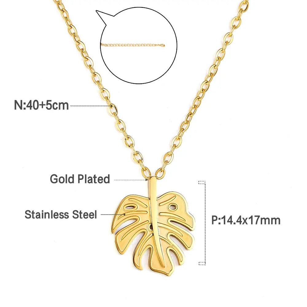 Etta Leaf Pendant Necklace | Waterproof 18k Gold