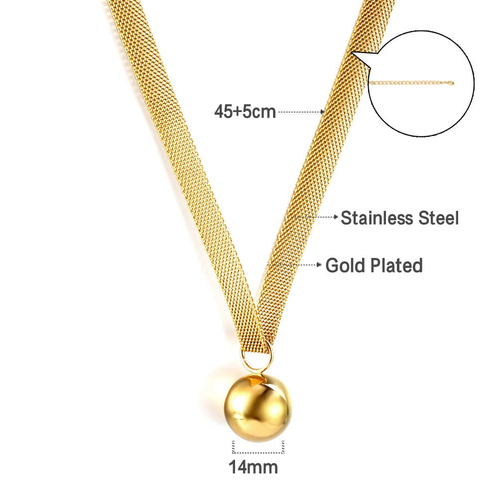 Emilia Ball Pendant Necklace | Waterproof 18k Gold & Silver