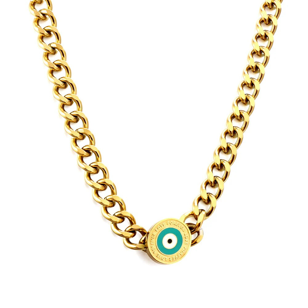 Emily Bold Blue Evil Eye Necklace | Waterproof 18k Gold & Silver