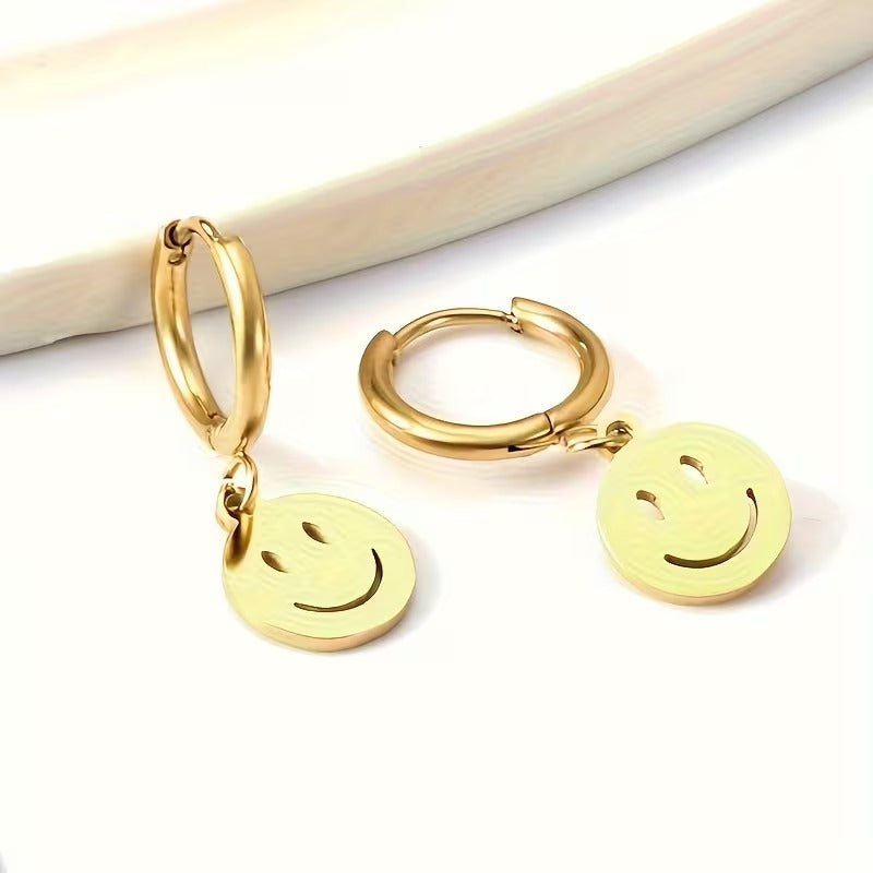 Ripple Smiley Huggie Hoops