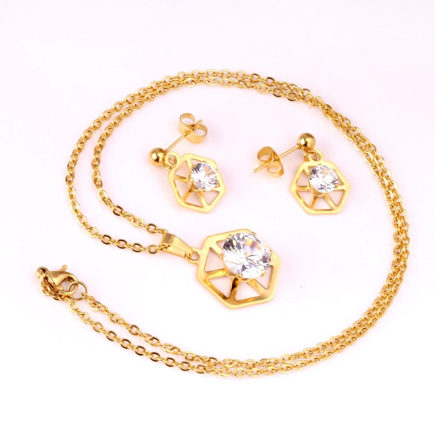 Hadley Geometric Hexagon Caged Crystal Set | Buy Set or Individual