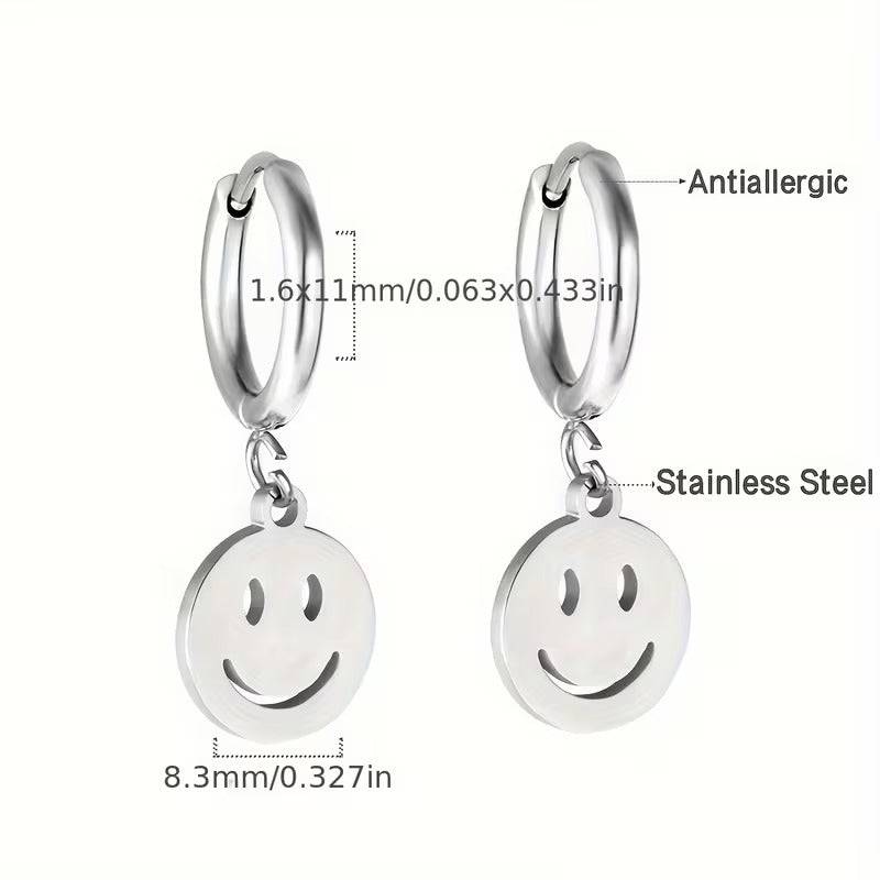 Ripple Smiley Huggie Hoops