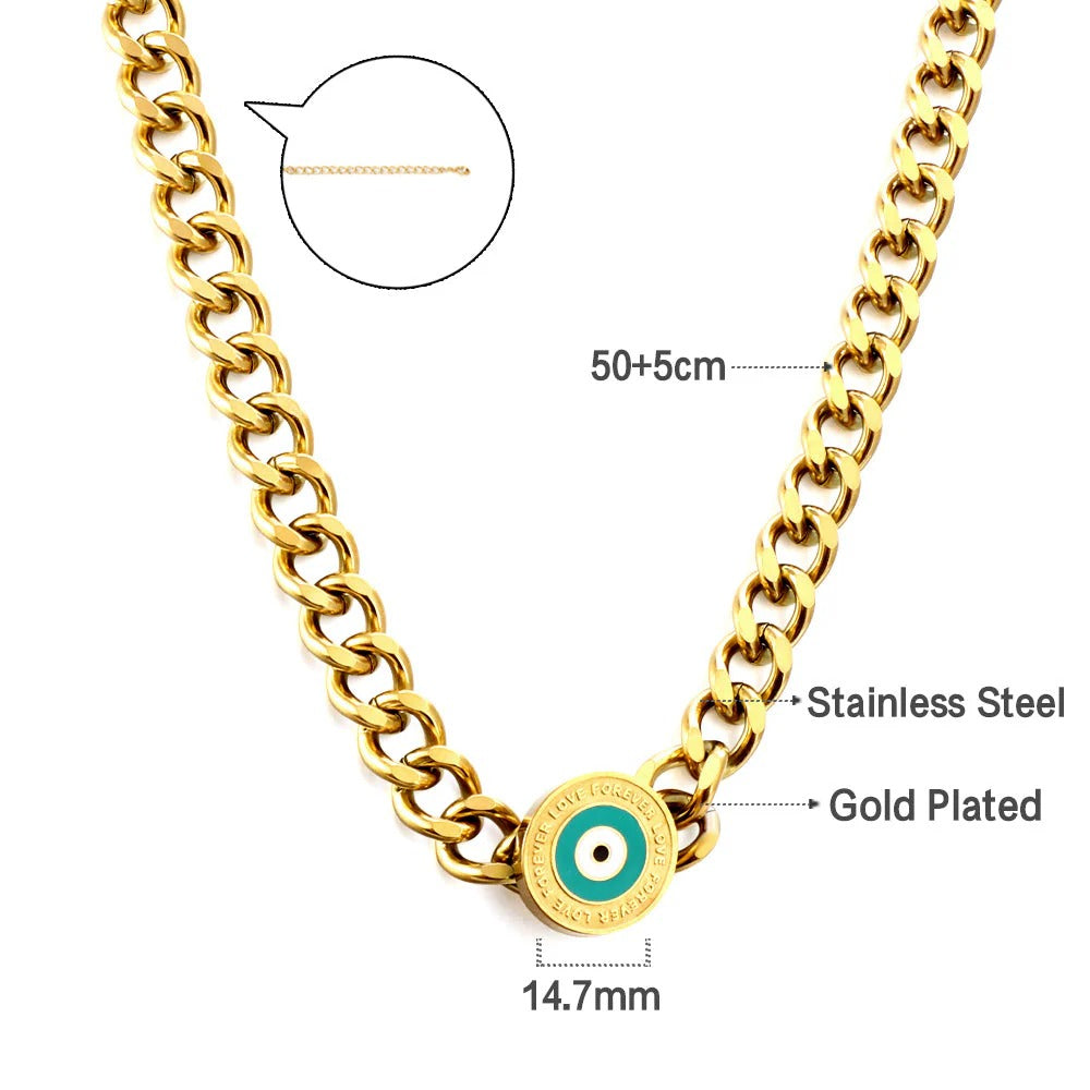 Emily Bold Blue Evil Eye Necklace | Waterproof 18k Gold & Silver