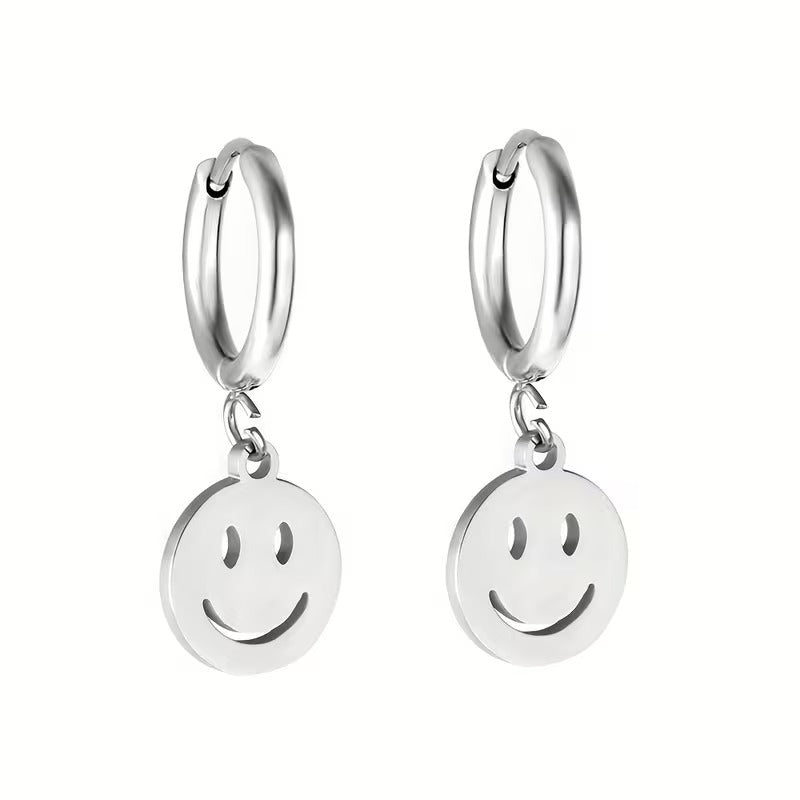 Ripple Smiley Huggie Hoops