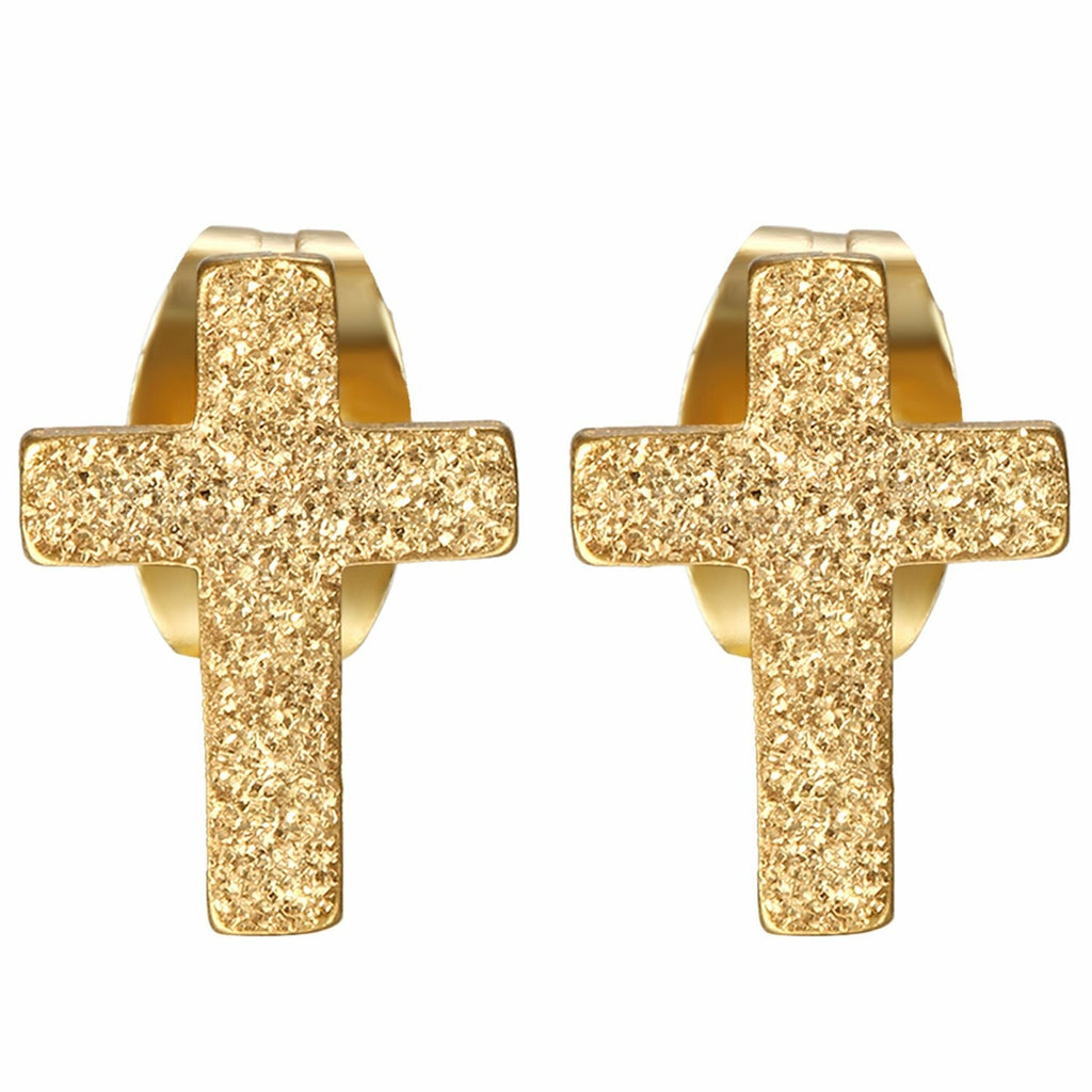 Alma Cross Faith Studs | Waterproof 18k Gold