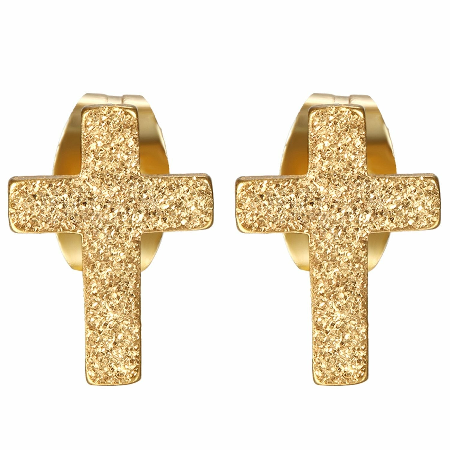Alma Cross Faith Studs | Waterproof 18k Gold