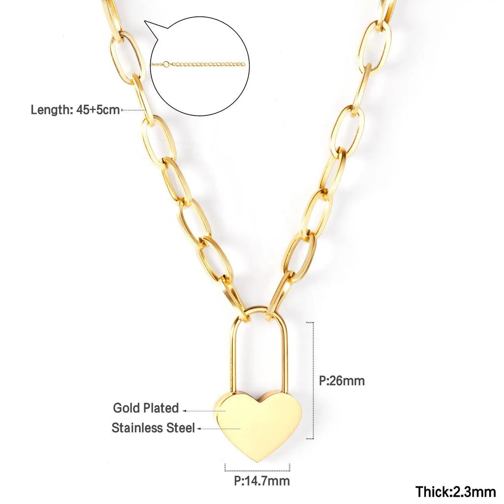 Evelyn Love Lock Necklace | Waterproof 18k Gold & Silver
