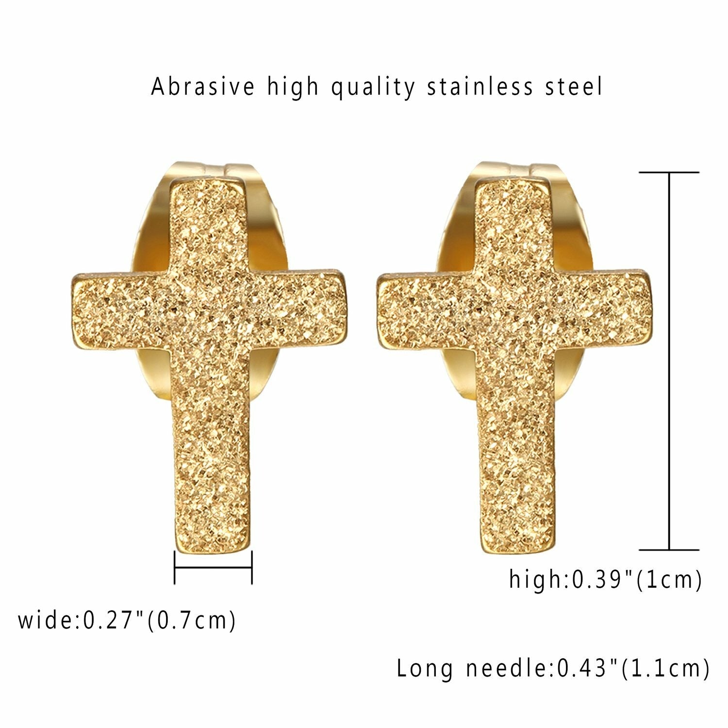 Alma Cross Faith Studs | Waterproof 18k Gold