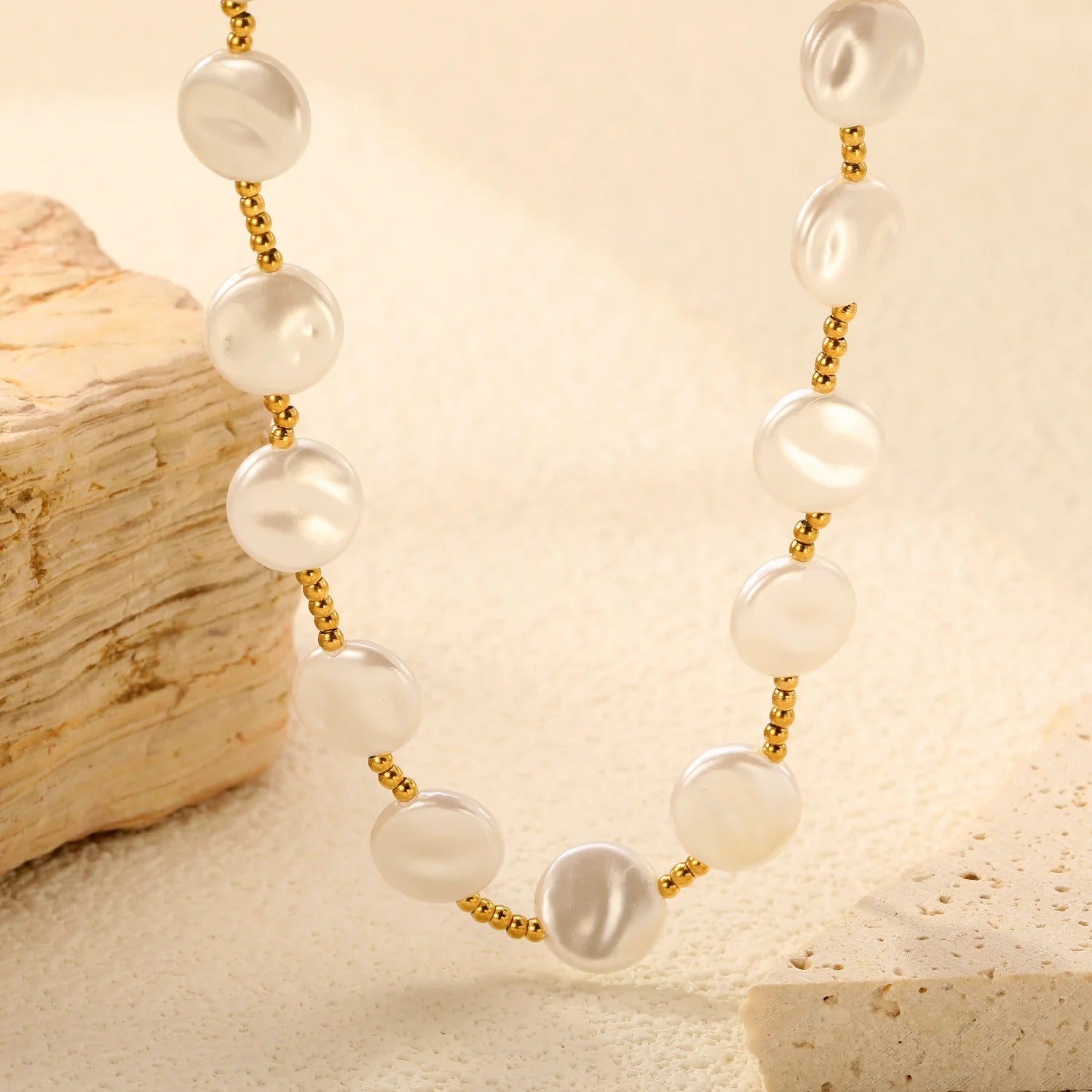 Dorothy Pearl Station Necklace | Waterproof 18k Gold & Silver