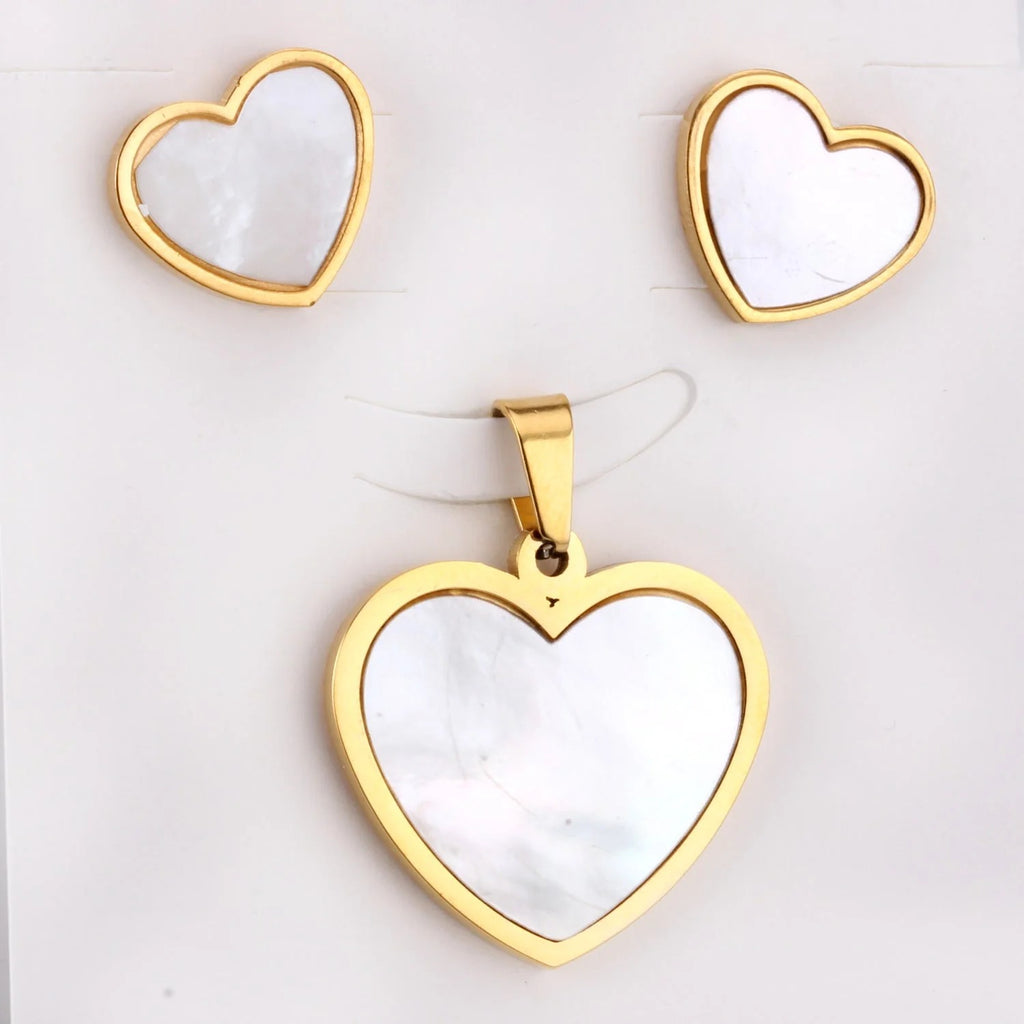 Morgan Radiant Pearl Inlay Love Heart Set | Buy Set or Individual