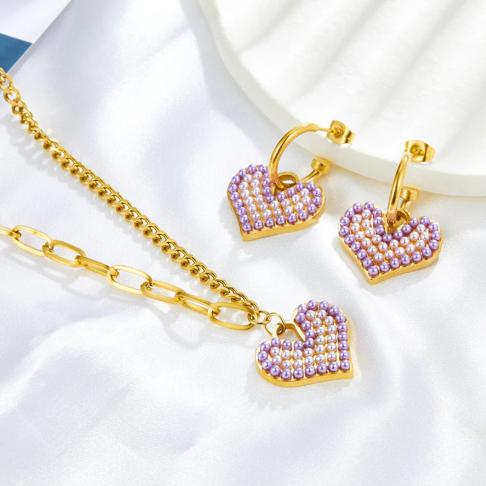 Avery Pink Pearls Heart Set | Buy Set or Individual