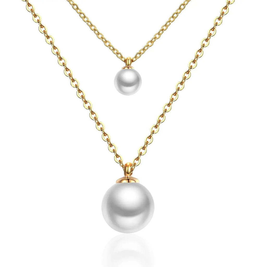 Florence Double Pearl Necklace | Waterproof 18k Gold
