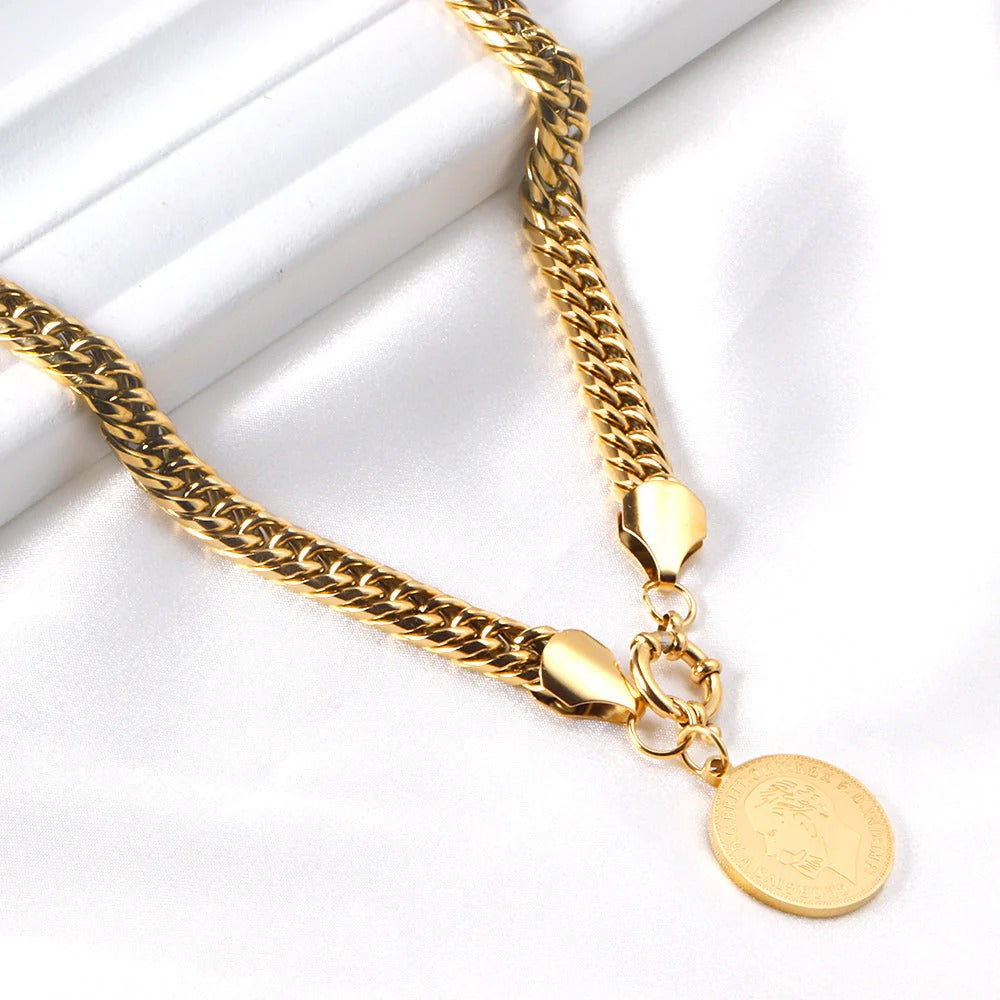 Eve Coin Pendant Necklace | Waterproof 18k Gold