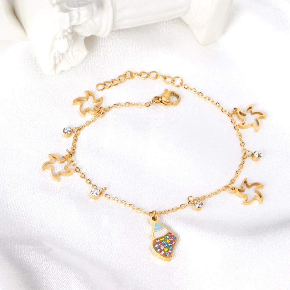 Heidie Nautical Charms Bracelet | Waterproof 18K Gold