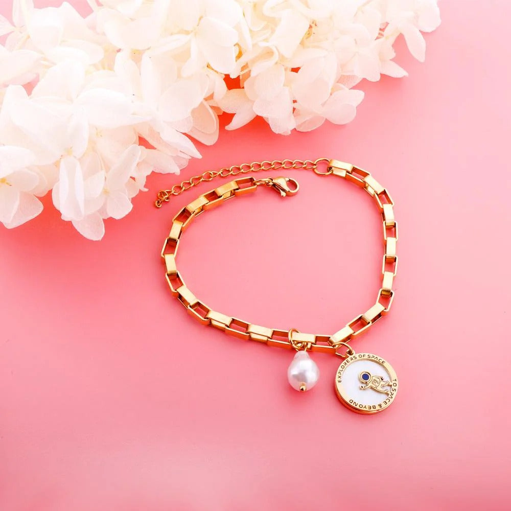 Hattie Astronaut Bracelet | Waterproof 18K Gold