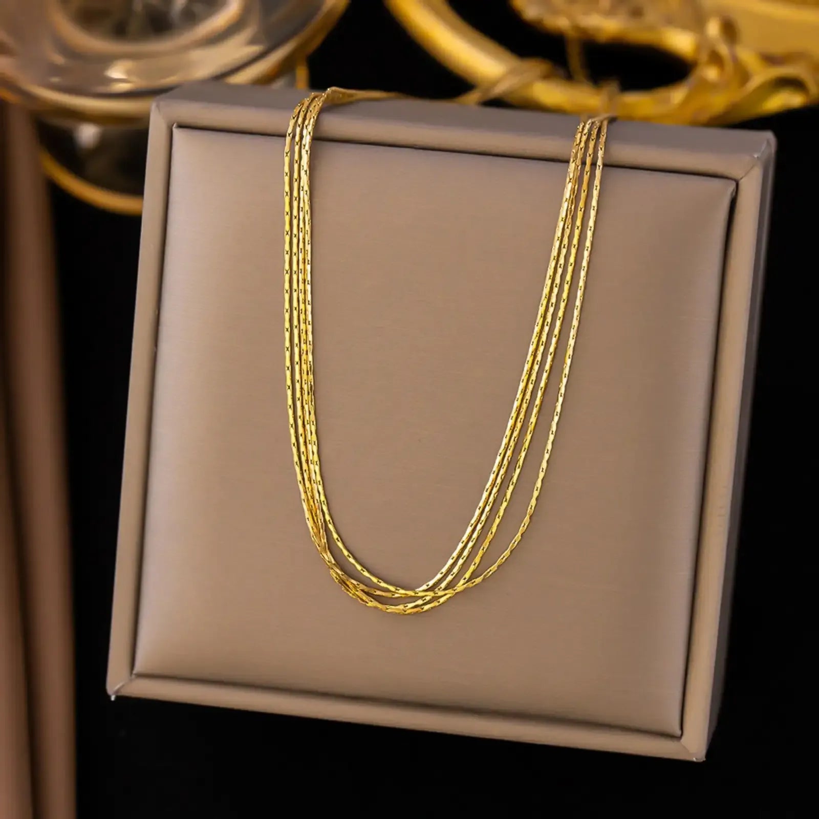 Cosima Multilayer Chain Necklace | Waterproof 18k Gold