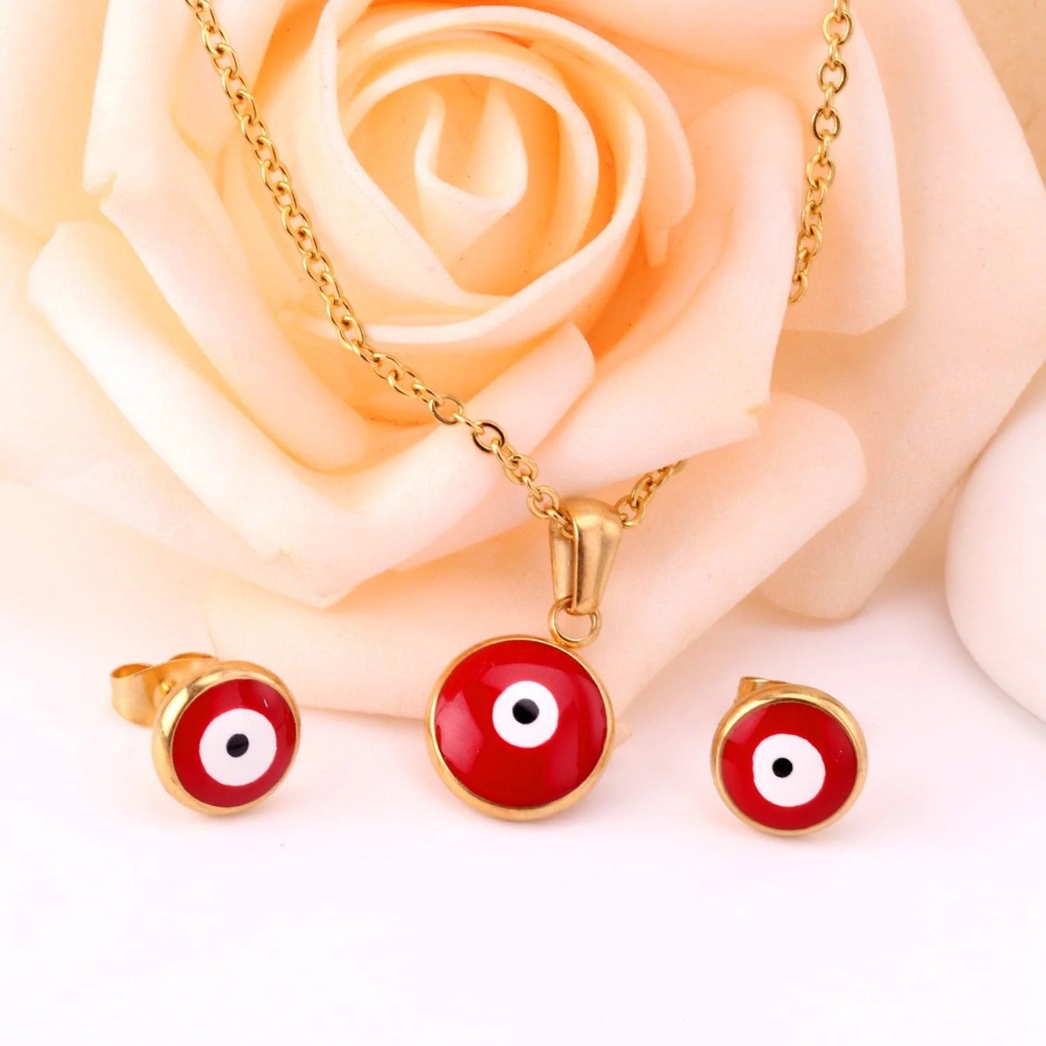Coral Vivid Red Evil Eye Protection Set | Buy Set or Individual